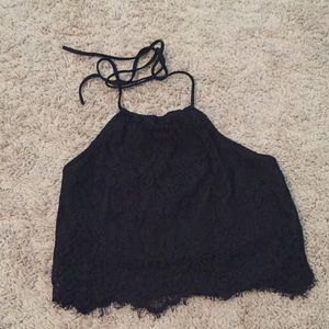 Pacsun Black Lacy Crop Top